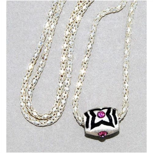 Trendy Pink Crystal Silver Tone Charm Pendant Necklace Chain Jewellery 1650