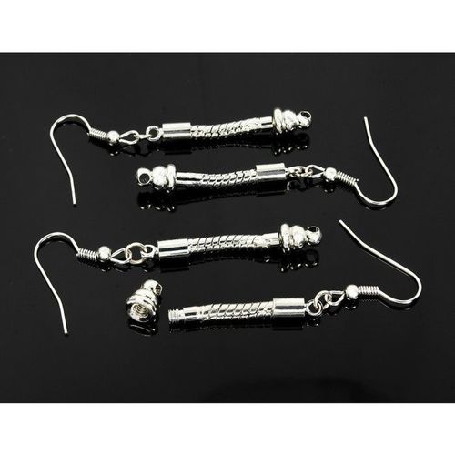 4 Pcs Silver Tone Hook Snake Chain Earrings Screw Jewellery Making Craft 2486