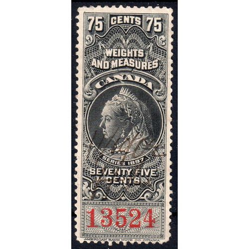 1875 CANADA 75c WEIGHTS AND MEASURES FINE USED (bt41)