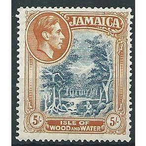 Jamaica 1938 SG132 5/- Slate-Blue & Orange Perf 14 Fine Light Mounted Mint ....