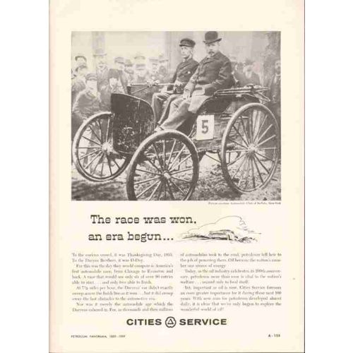 cities service 1959 duryea brothers first car race oil vintage ad