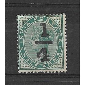 India.SG110 1/4a on 1/2a Blue-Green.Mounted Mint.Dec19