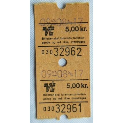 Vintage: VT 5,00 kr tickets x 2