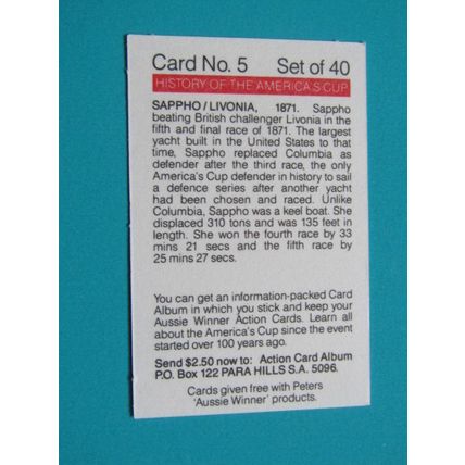 Peters Foods Australia 1987 The History of the Americas Cup Cards Choice (e25)