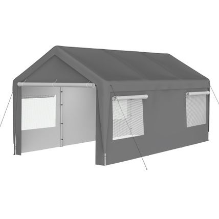 Carport Canopy 10x20 FT – Heavy Duty Metal Garage with Removable Sidewalls, Roll