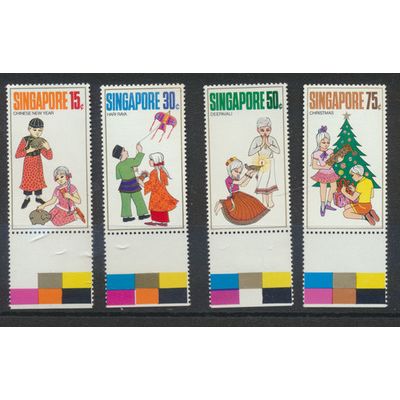Singapore Stamps Scott #138 To 141 & 141a, MNH, Festivals Set, Scans Of All