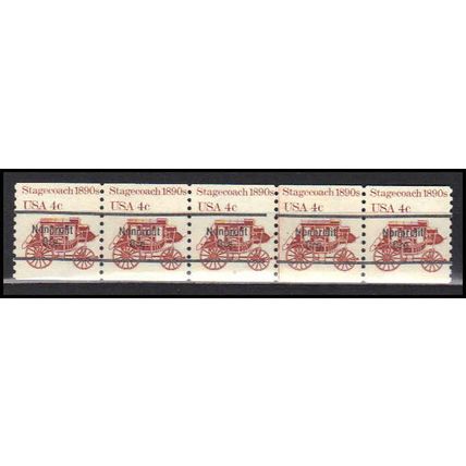 1898Ab 4c Stagecoach Fine MNH Dry Gum PNC 5/5 Line Gap AA0038
