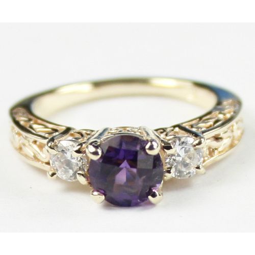 Amethyst w/ 2 Accents, 10KY Gold Ring, R245