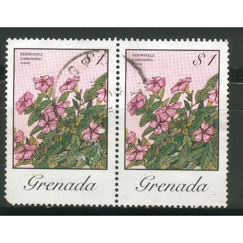 Grenada 1985 - SG 1425g - $1 Native Flowers - Periwinkle x2 - used