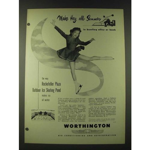 1948 Worthington Air Conditioning Ad - Make hay all summer in bowling alley
