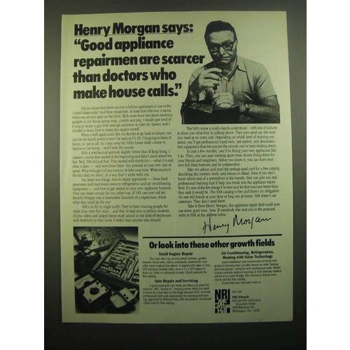 1980 NRI Schools Ad - Henry Morgan Says Good Appliance Repairmen