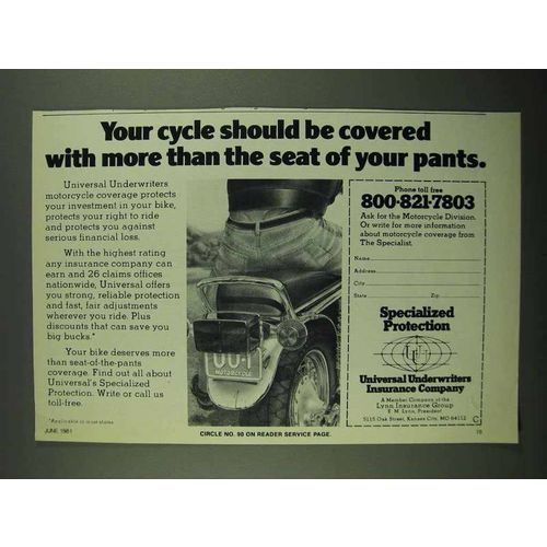 1981 Universal Underwriters Insurance Ad - Your Cycle