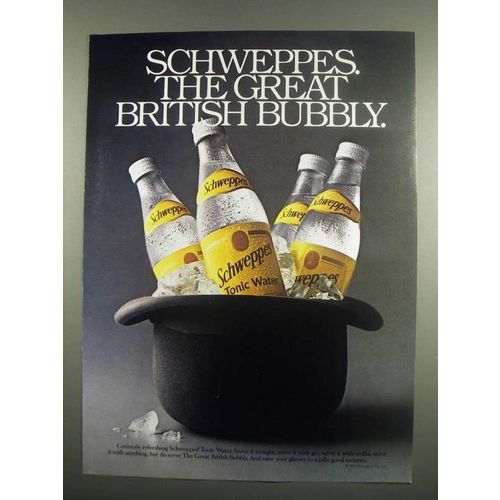 1984 Schweppes Tonic Water Ad - British Bubbly