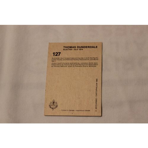Thomas Dunderdale 1985-87 Cartophilium Hall of Fame NO. 127