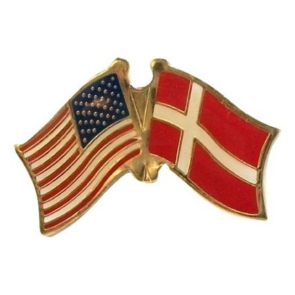 United States and Denmark Flag Hat Tac or Lapel Pin