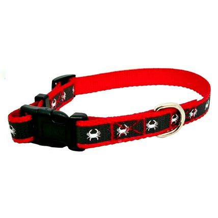 Maryland Blue Crab Small Red and Grey Reflective Dog Collar