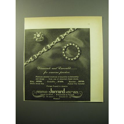 1950 Mermod Jaccard King Advertisement - Ring, Circle Pin and Bracelet