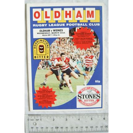 1989 programme Oldham v. Widnes, Rugby League