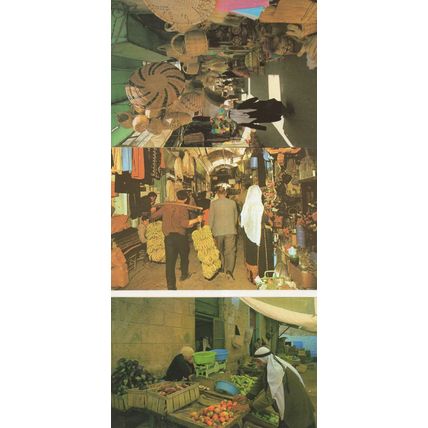 Jerusalem Israel Markets Fruit Sellers Carpets 3x Postcard s