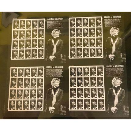 4461, Katherine Hepburn Press Sheet of Four Panes of 20 Stamps - Stuart Katz