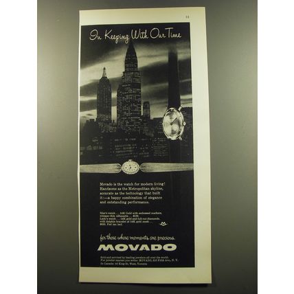 1959 Movado Watches Ad - In keeping with our time