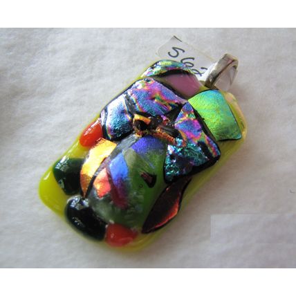 Handmade OOAK Dichroic Fused Glass Pendant,silver bail, id:s62