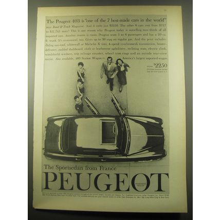 1959 Peugeot 403 Car Ad - The Peugeot 403 is one of the 7 best-made cars