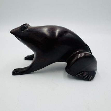 Frog Sculpture Mid Century Modern Carved Rosewood Figurine Solid Ironwood 7in
