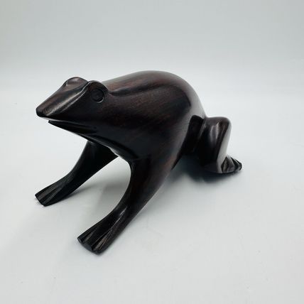 Frog Sculpture Mid Century Modern Carved Rosewood Figurine Solid Ironwood 7in
