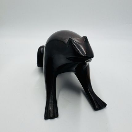 Frog Sculpture Mid Century Modern Carved Rosewood Figurine Solid Ironwood 7in