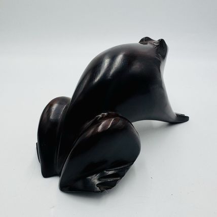 Frog Sculpture Mid Century Modern Carved Rosewood Figurine Solid Ironwood 7in