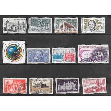 FRANCE 11p EACH USED SELECTION VIEWS EUROPA HISTORY PERSONALITIES SPORT STAMPS