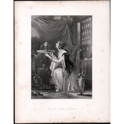 JEW’S DAUGHTER OF PERGAMUS 1842 Henry Richard Cook ANTIQUE ENGRAVING
