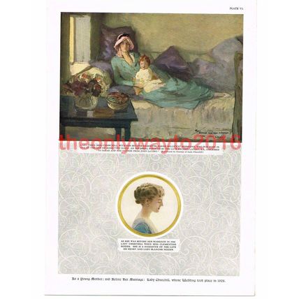 Lady Churchill, Sir Winston Churchills Wife, Book Illustration, 1954