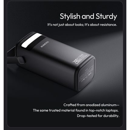 ROMOSS 75000mAh Power Bank 280W Fast Charge 4 USB LED PMT75-DC Camping Charger