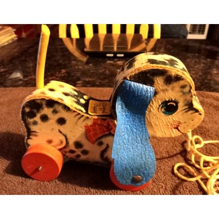 Old Vintage Original Fisher Price Playful Puppy # 626 6" Long Working 1963