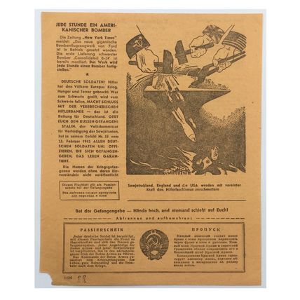 WW2 Russian/Soviet Air Drop Leaflet Illustrated by Boris Efimov. - Code 1496.