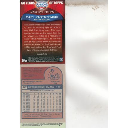 CARL YASTRZEMSKI & GREG LUZINSKI AUTO 2011/03 RED SOX & PHILLIES HOF OUTFIELDERS