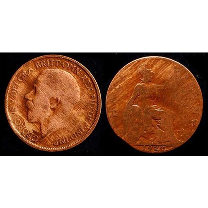 United Kingdom Half Penny 1920 Used Coin 1/2d Britannia UK Geo V