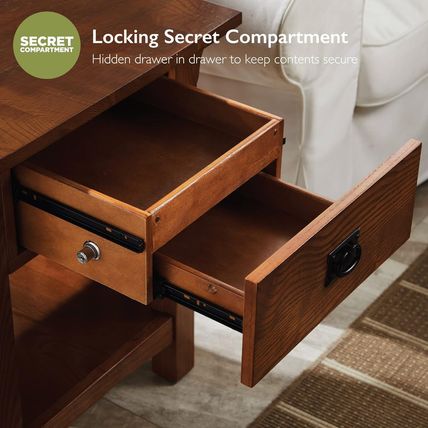 Leick Home 8222-SC Mission Impeccable End Table with Locking Secret Compartment,