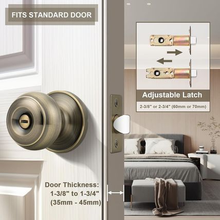 Probrico 6 Pack Privacy Door Knobs Lock Interior Bedroom Bathroom Door Handle An
