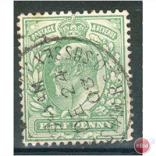 GB stamps 1902-10 -1/2d SG215 Sussex cancel 6