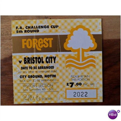 Nottingham Forest v Bristol City 1991/92 FA Cup 5th Round Ticket Stub