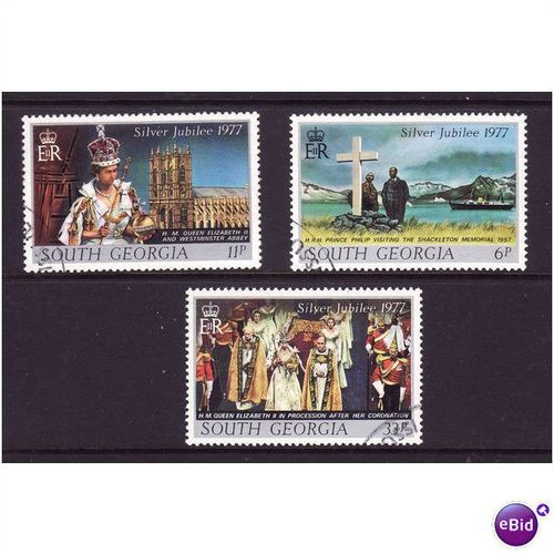 SOUTH GEORGIA 1977 SILIVER JUBILEE SET 3 VALS FINE USED
