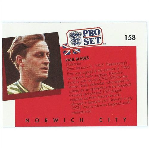 1990/1991 Pro Set Footbal - #158 - Paul Blades