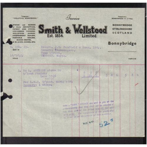 SMITH & WELLSTOOD LTD, "ESSE COOKER CO", BONNYBRIDGE,STERLINGSHIRE  , 18-7-1940