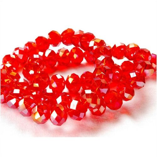 30 no. Faceted Rondelle Red Crystal Glass 10 mm Beads Jewellery Making 1997