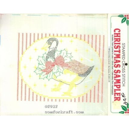 Holiday Goose Stamped Cross Stitch Christmas Sampler 63355