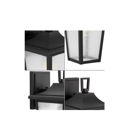Progress Padgett 1-Light Textured Black Outdoor Wall Lantern Sconce w/ Glass