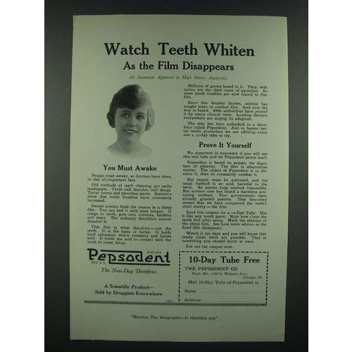 1919 Pepsodent Tooth paste Ad - Watch Teeth Whiten